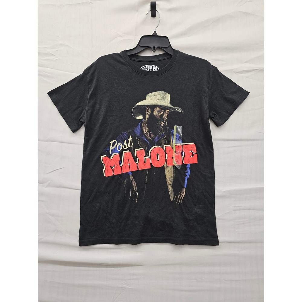 Post Malone Posty Co Cowboy Hat Graphic‎ T-Shirt Mens Small Black 100% Cotton